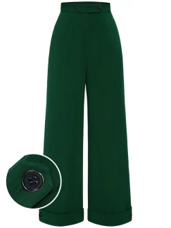 Fashion Retro Stage 1950s High-Waisted Wide-Leg Pants Green