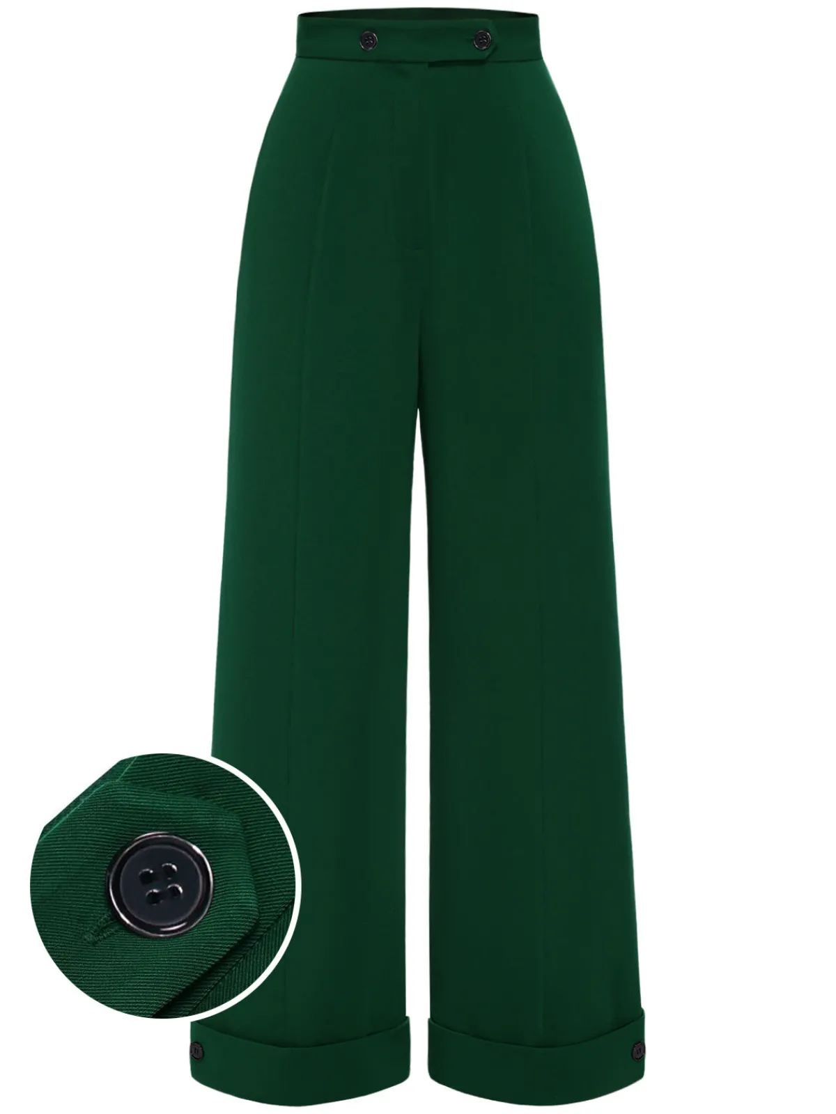 Fashion Retro Stage 1950s High-Waisted Wide-Leg Pants Green