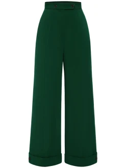Fashion Retro Stage 1950s High-Waisted Wide-Leg Pants Green