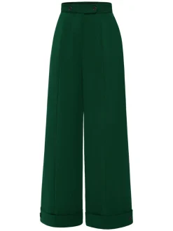 Fashion Retro Stage 1950s High-Waisted Wide-Leg Pants Green