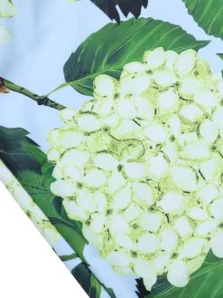 Fashion Retro Stage 1950s Hydrangea Floral Cold-Shoulder Swimsuit Green