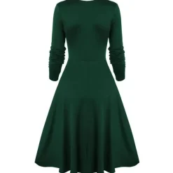 Sale Retro Stage 1950s Lace Patchwork Swing Dress Green