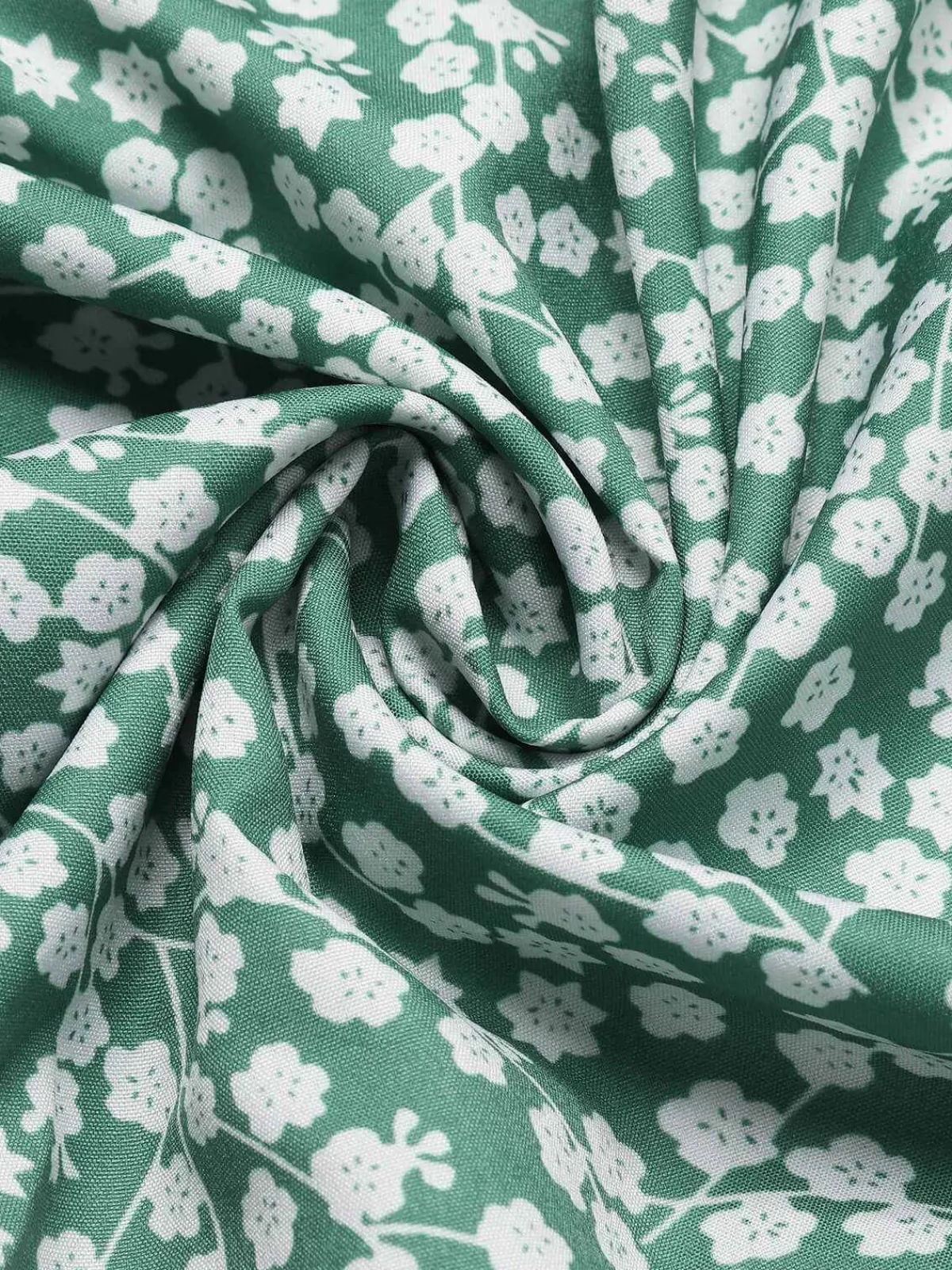 Best Retro Stage 1950s Lace-Up Collar Ditsy Floral Dress Green