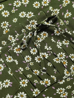 Sale Retro Stage Green 1940s Lapel Buttons Ditsy Floral Dress