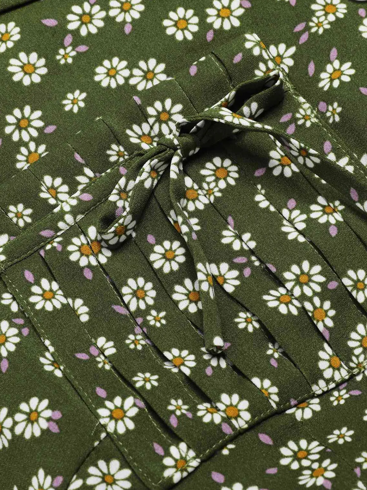 Sale Retro Stage Green 1940s Lapel Buttons Ditsy Floral Dress