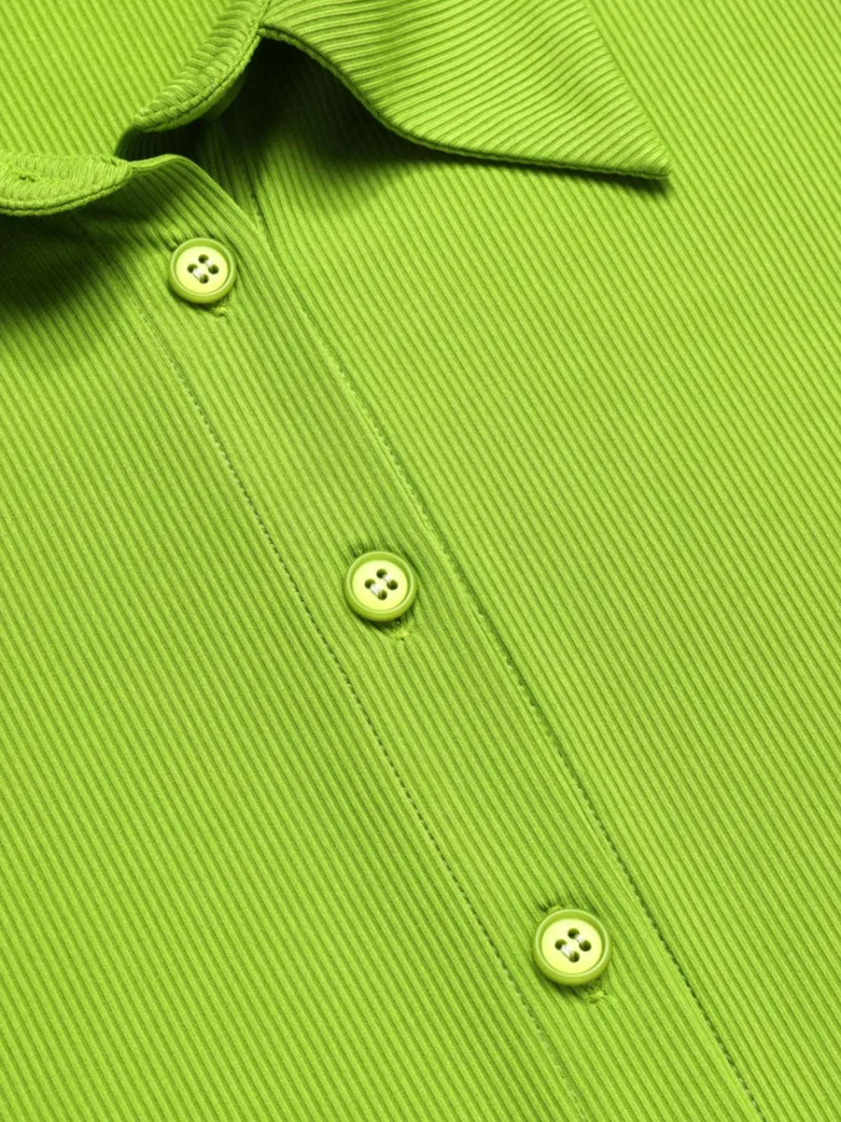 Outlet Retro Stage 1960s Lapel Knitted Solid Blouse Green