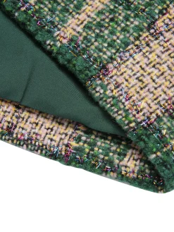 Discount Retro Stage 1950s Lapel Scottish Plaid Jacket Green