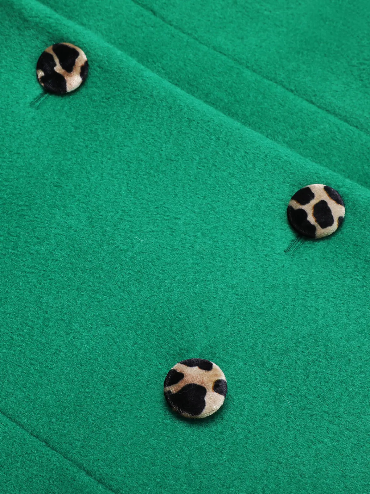 New Retro Stage 1940s Leopard Patchwork Button Coat Green