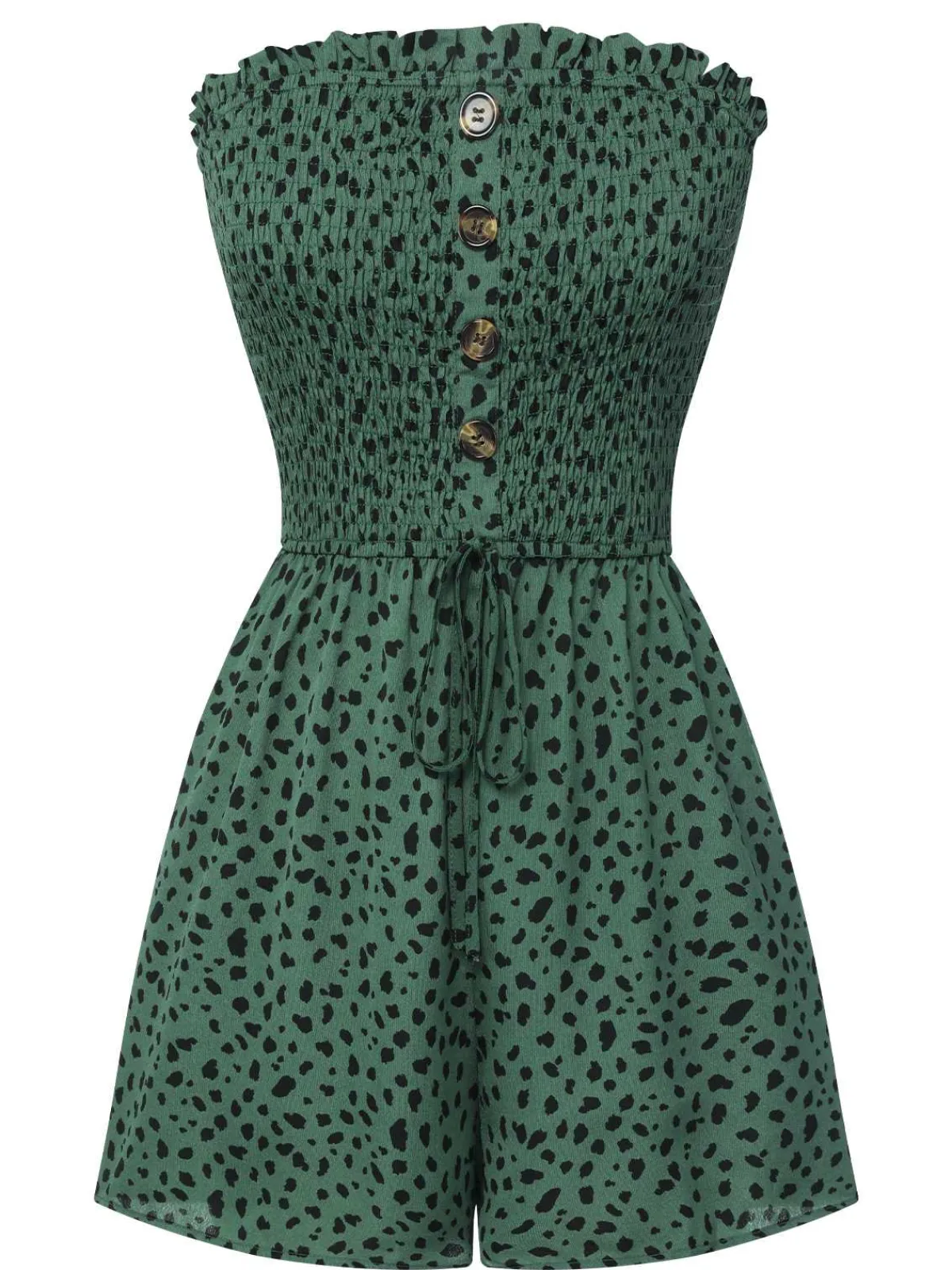 Clearance Retro Stage 1950s Leopard Tube Top Romper Green