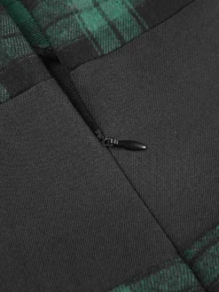 Outlet Retro Stage 1960s Off Shoulder Bow Tartan Pencil Dress Green