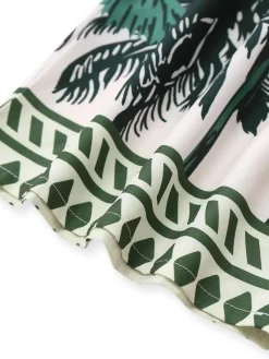 Hot Retro Stage 1930s Palm Trees Halter Jumpsuit Green