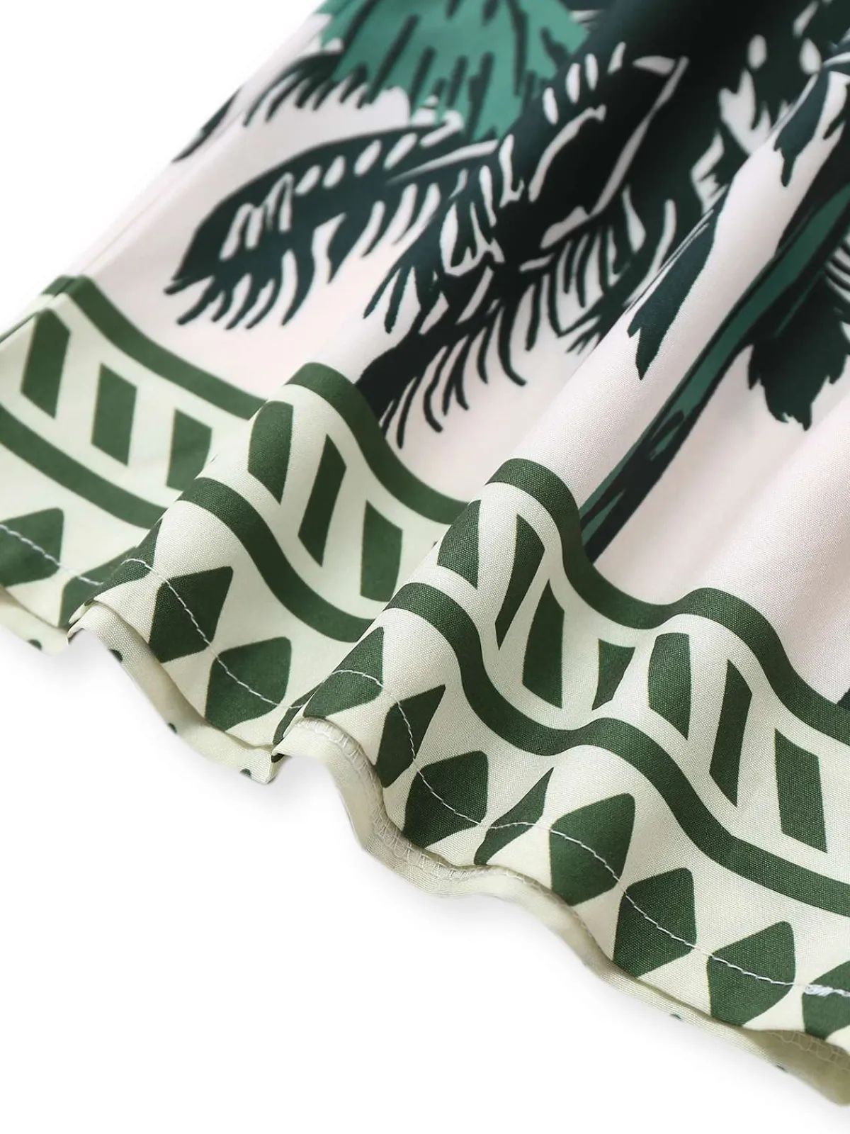 Hot Retro Stage 1930s Palm Trees Halter Jumpsuit Green