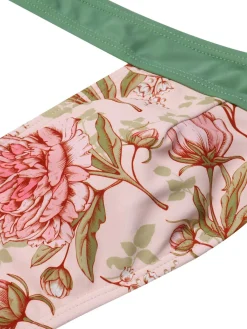 Online Retro Stage 1930s Peony Halter One-Piece Swimsuit Green