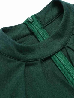 Hot Retro Stage Green 1930s Plaid Keyhole Neck Belted Jumpsuit
