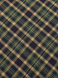 Hot Retro Stage Green 1930s Plaid Keyhole Neck Belted Jumpsuit