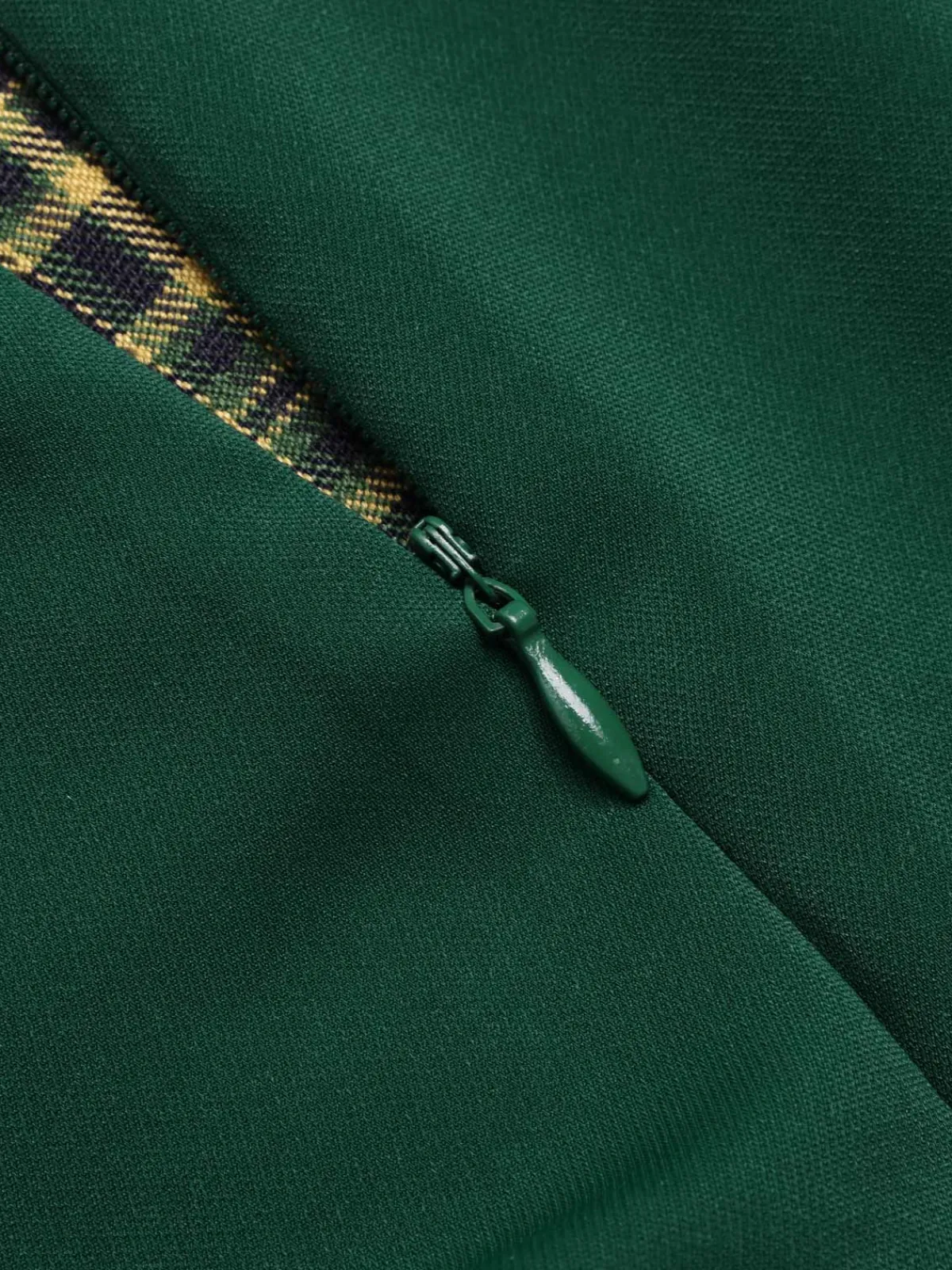 Outlet Retro Stage 1950s Plaid Patchwork Lapel Dress Green