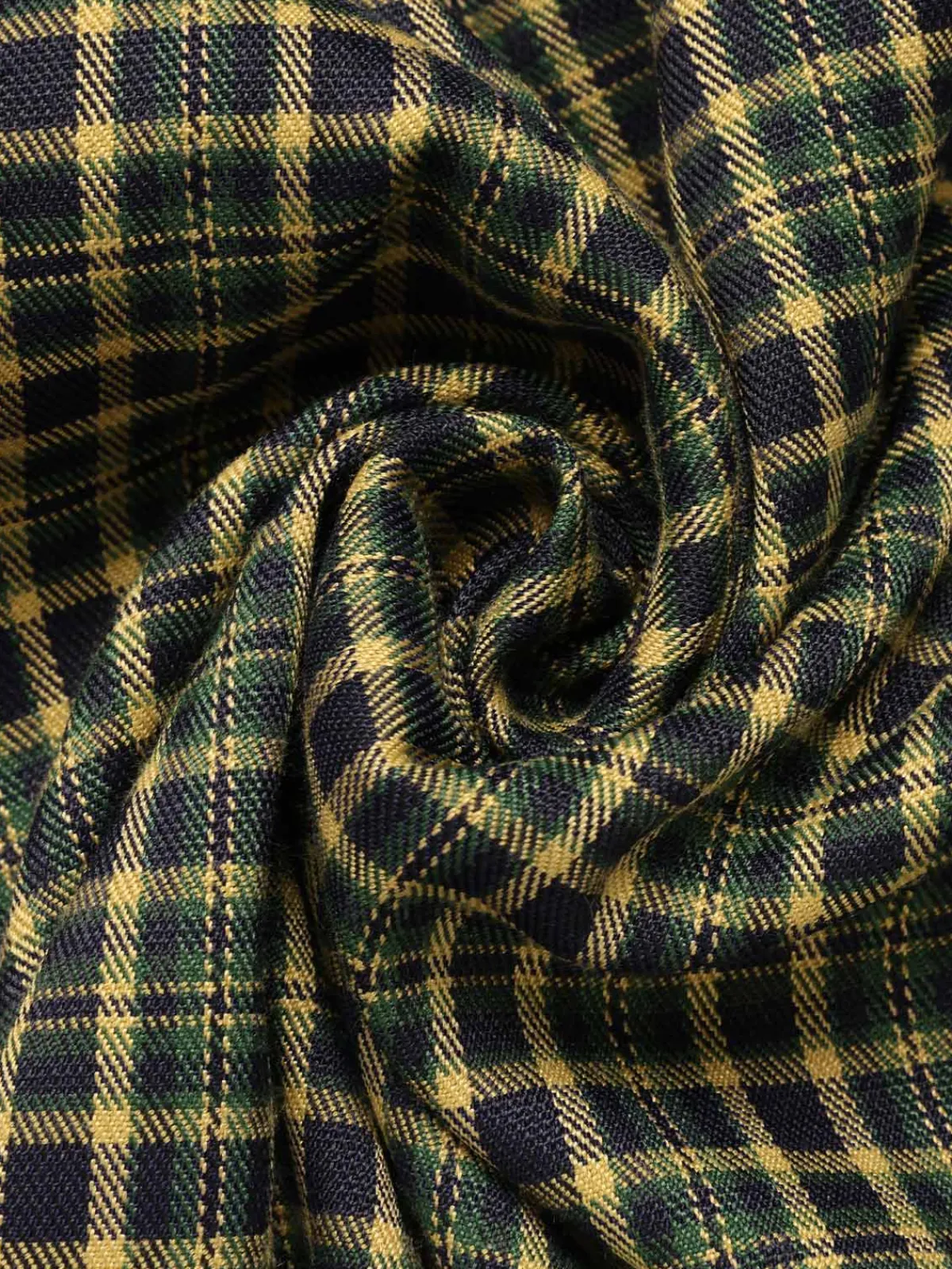 Outlet Retro Stage 1950s Plaid Patchwork Lapel Dress Green