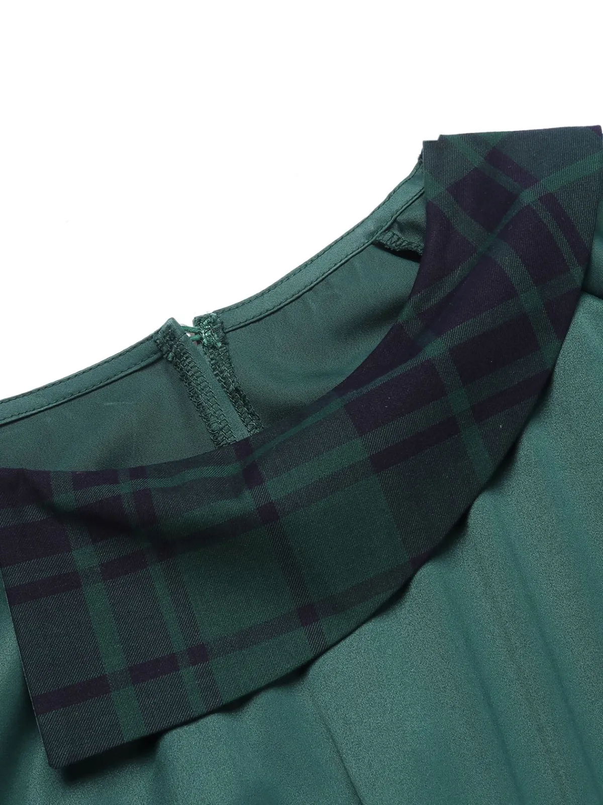 New Retro Stage Green 1930s Plaid Patchwork Puff Jumpsuit
