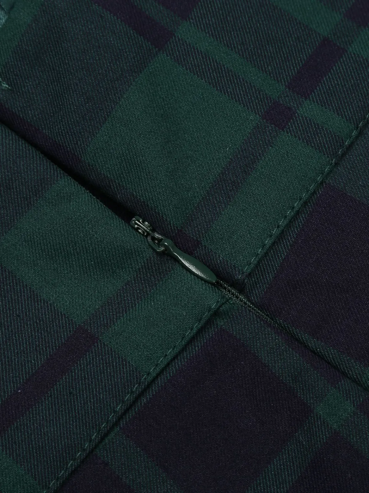 New Retro Stage Green 1930s Plaid Patchwork Puff Jumpsuit