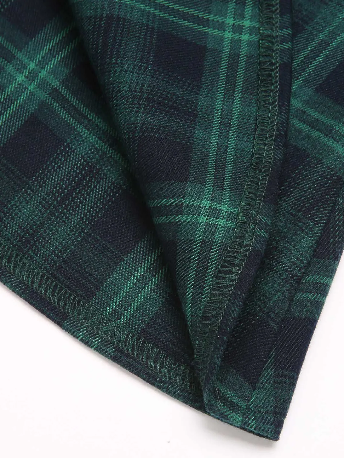 Fashion Retro Stage 1930s Plaid Turtleneck Fishtail Dress Green