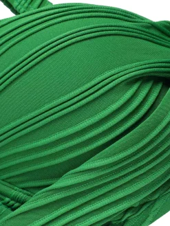 Discount Retro Stage 1960s Pleated Solid Swimsuit Green