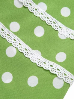 Clearance Retro Stage 1950s Polka Dot Lace Binding Dress Green