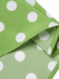 Clearance Retro Stage 1950s Polka Dot Lace Binding Dress Green
