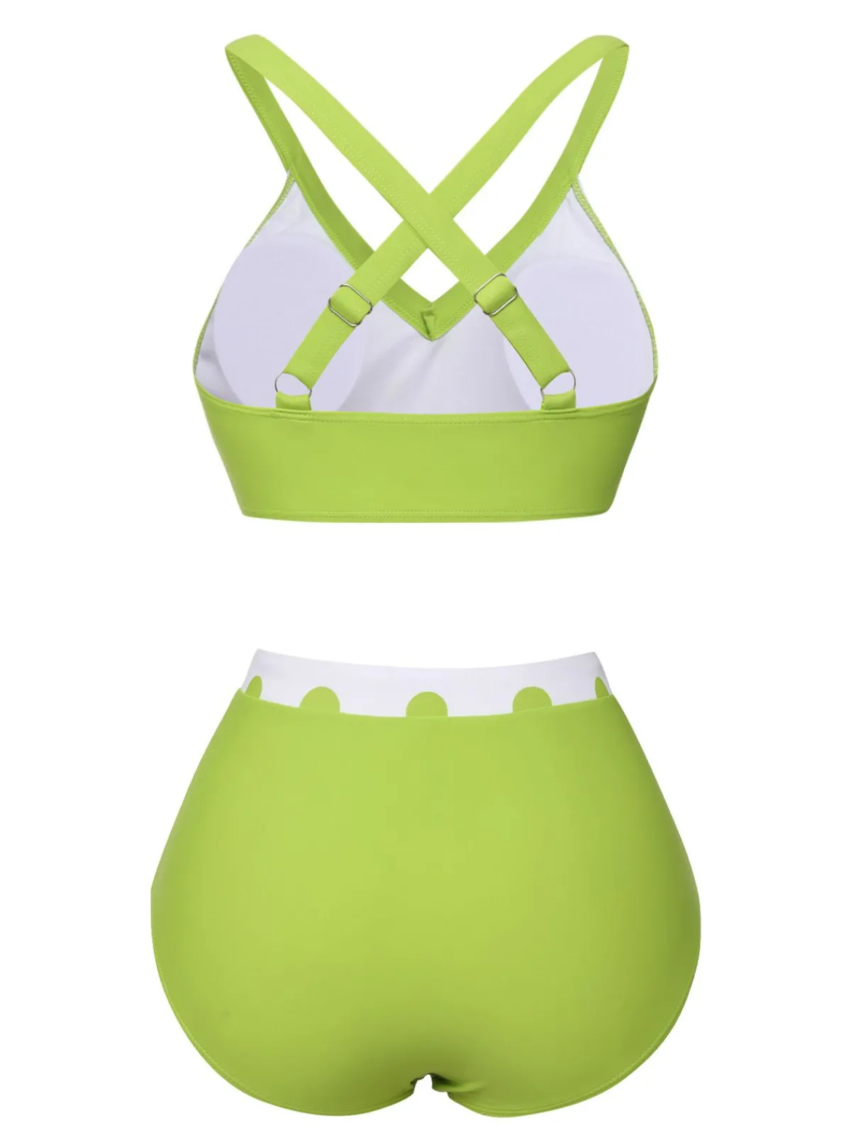Clearance Retro Stage 1950s Polka Dot V-Neck Swimsuit Green