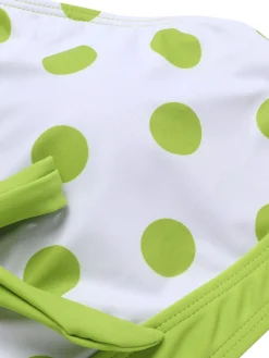 Clearance Retro Stage 1950s Polka Dot V-Neck Swimsuit Green