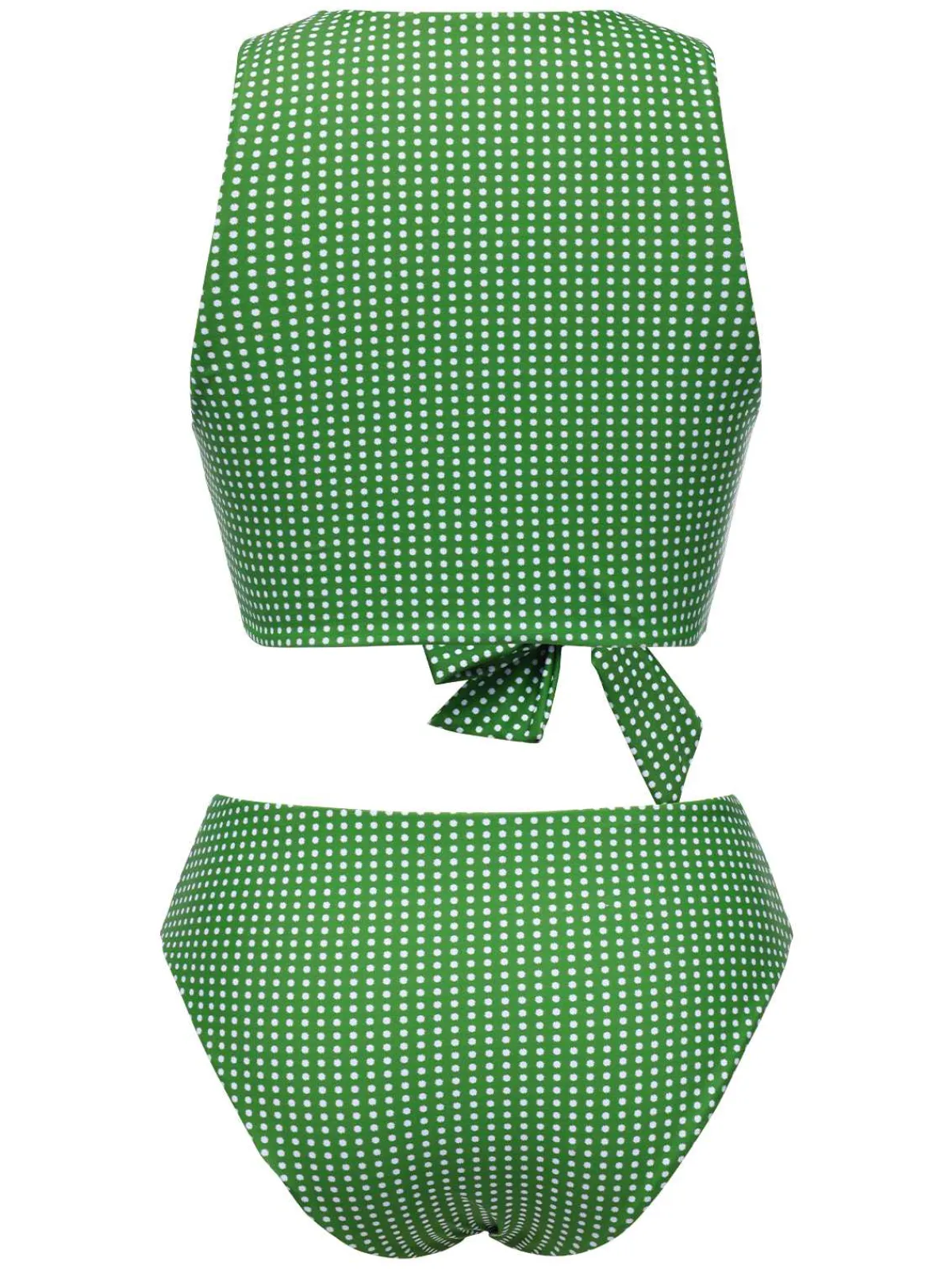 Sale Retro Stage 1950s Polka Dots Bow Swimsuit Green