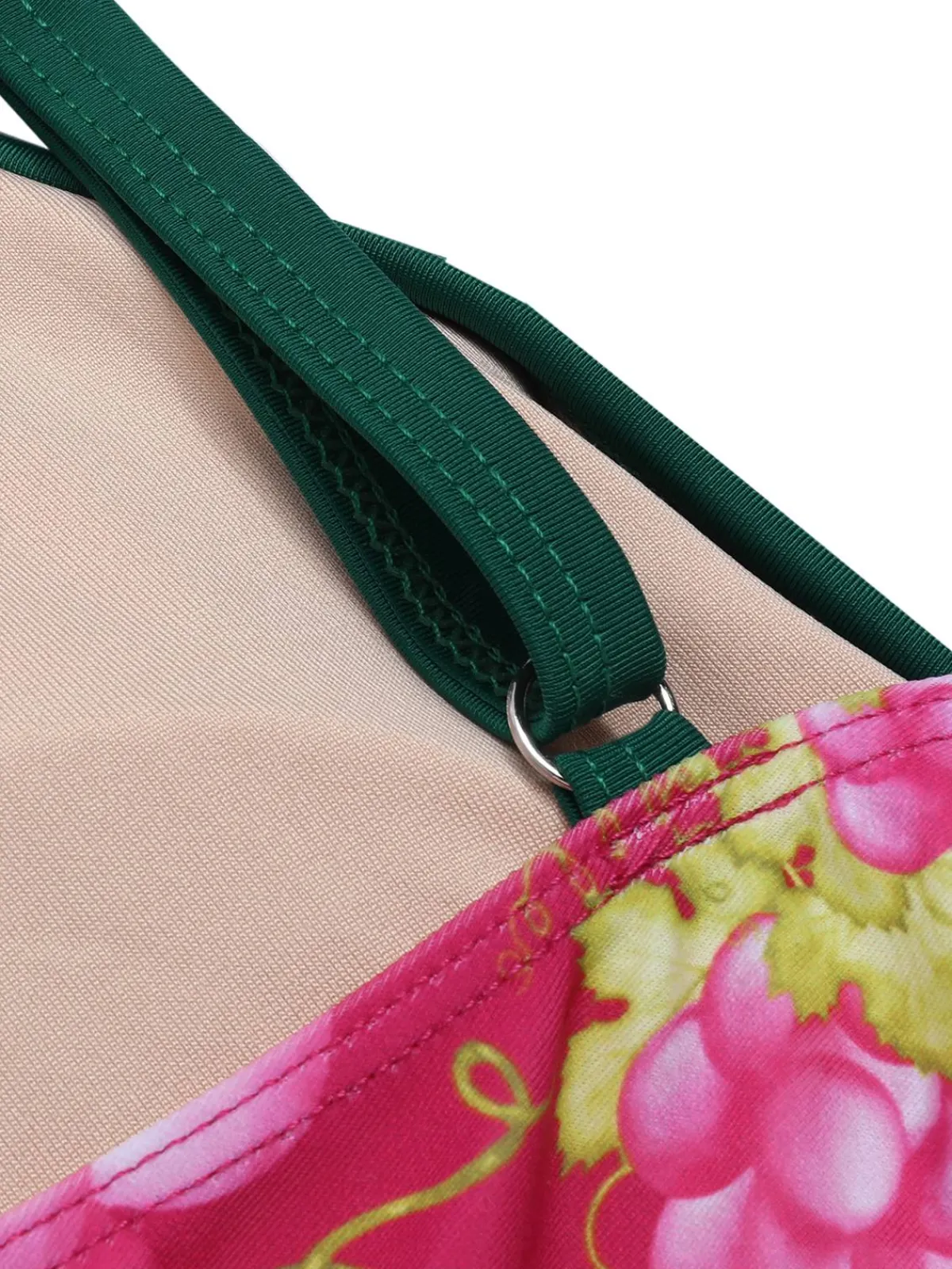 Outlet Retro Stage 1950s Retro-Flowers V-Neck Swimsuit Green