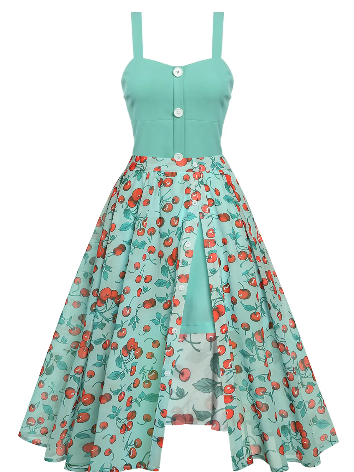 Clearance Retro Stage 1950s Romper & Cherry Skirt Green
