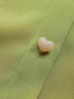 Best Retro Stage 1940s Satin V-Neck Buttons Shirt Green