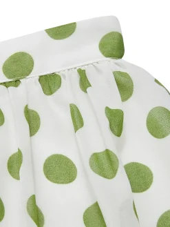 Hot Retro Stage 1940s Schiffon Polka Dots Skirt Green
