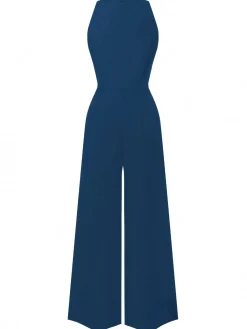 Discount Retro Stage Green 1950s Sleeveless Buttoned Solid Jumpsuit