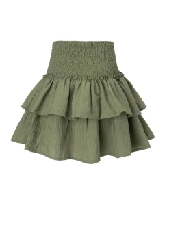 Best Retro Stage 1960s Solid Elastic Waist Cake Skirt Green