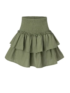 Best Retro Stage 1960s Solid Elastic Waist Cake Skirt Green