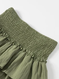 Best Retro Stage 1960s Solid Elastic Waist Cake Skirt Green
