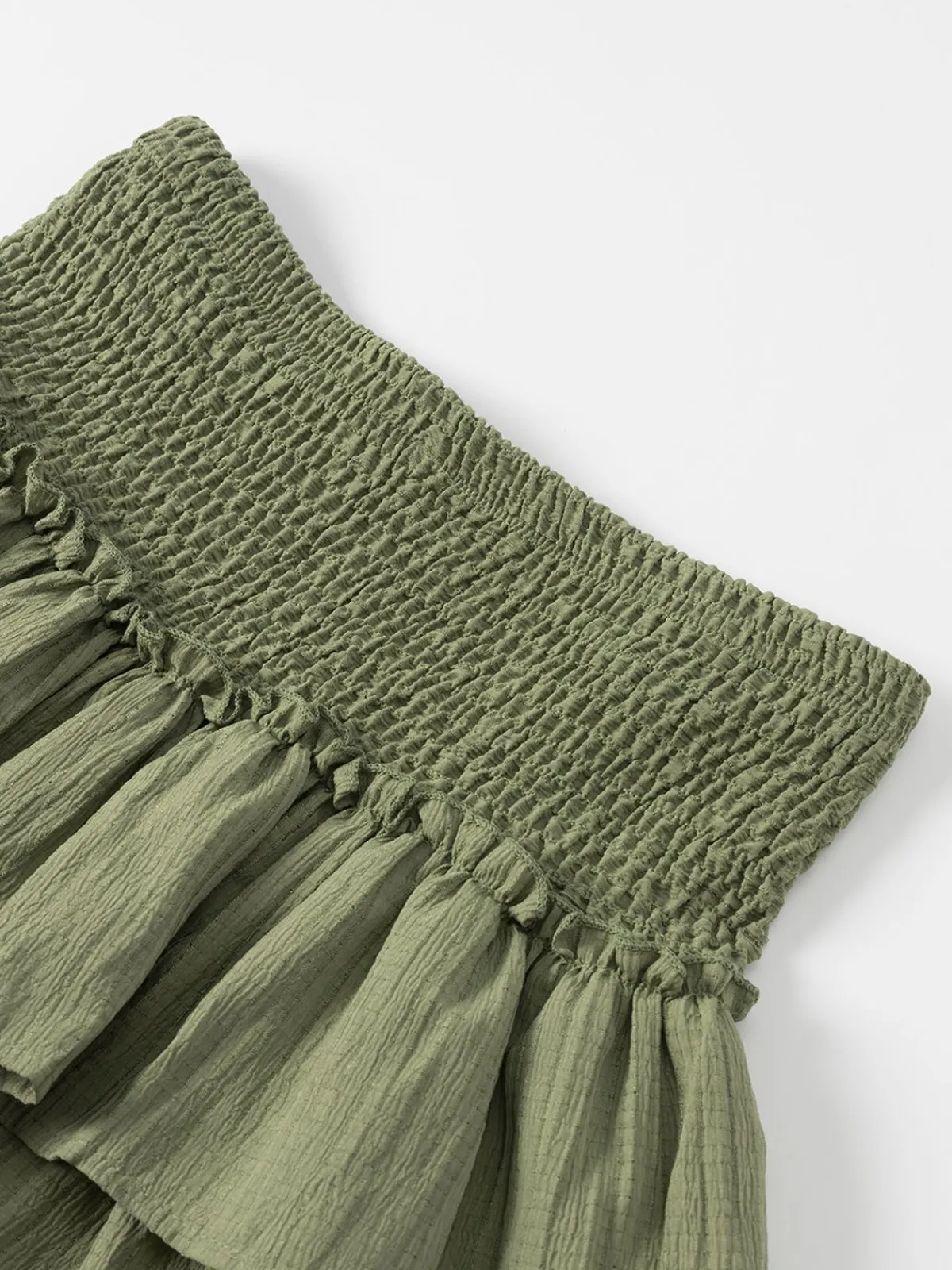 Best Retro Stage 1960s Solid Elastic Waist Cake Skirt Green