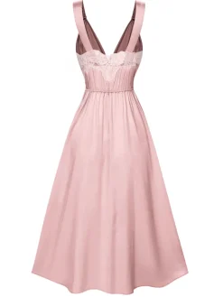 Fashion Retro Stage Green 1930s Solid Lace Satin Nightgown