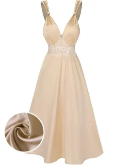 Fashion Retro Stage Green 1930s Solid Lace Satin Nightgown