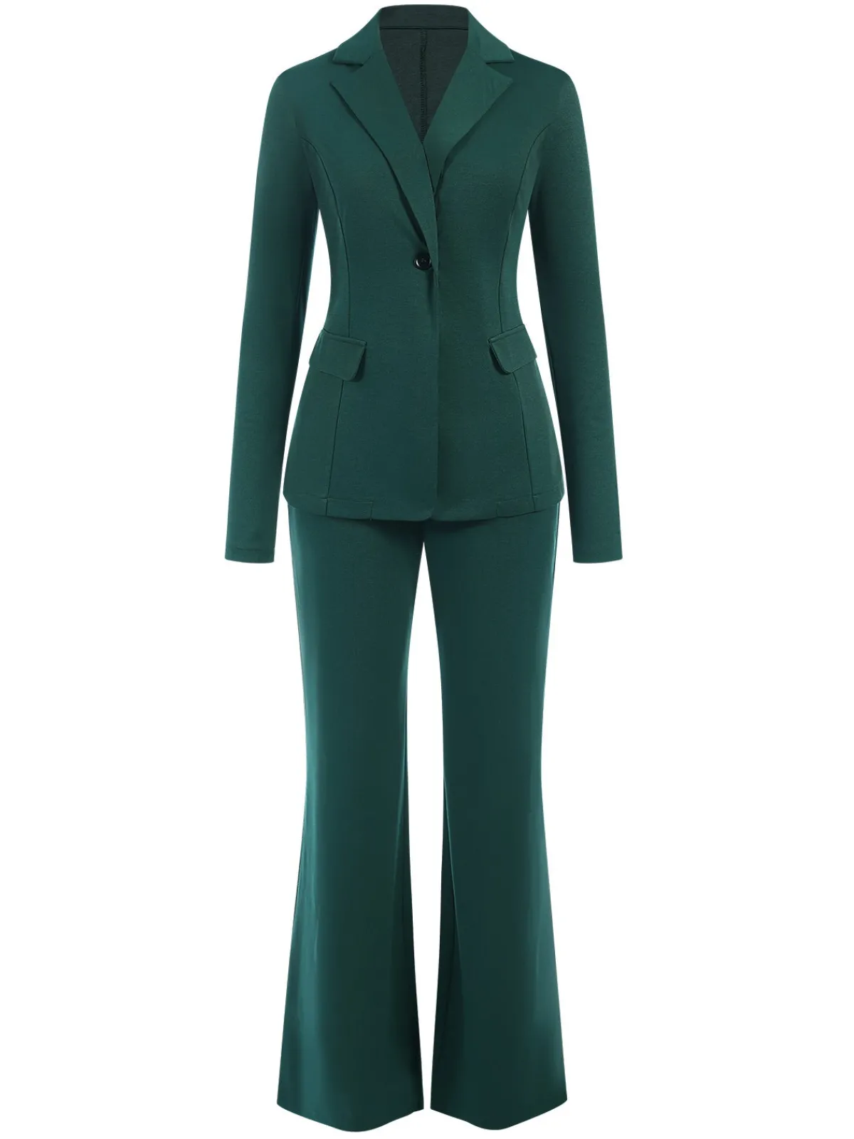 Clearance Retro Stage Green 1940s Solid Lapel One Button Suit Dark Green