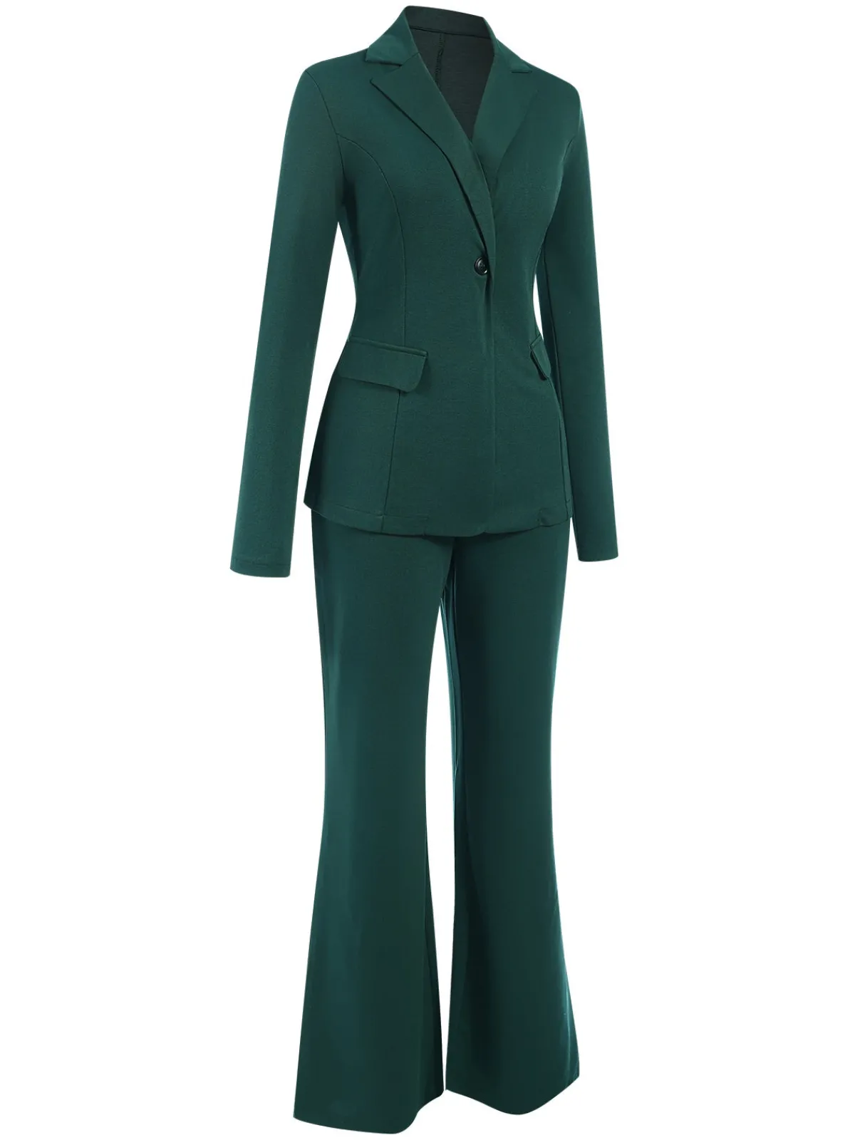 Clearance Retro Stage Green 1940s Solid Lapel One Button Suit Dark Green