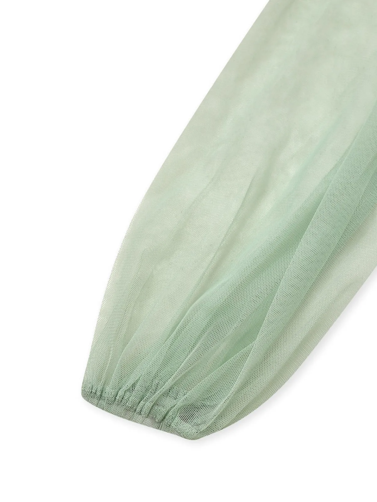 Best Retro Stage Green 1930s Solid Mesh Ruffled Illusion Sleeves Dress Pale Green