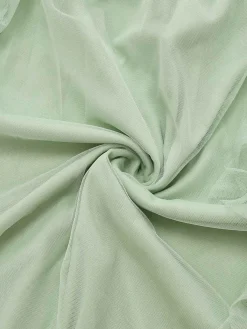 Best Retro Stage Green 1930s Solid Mesh Ruffled Illusion Sleeves Dress Pale Green
