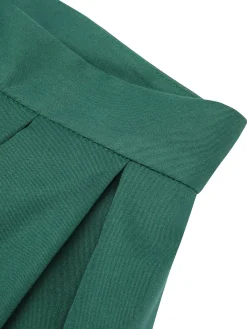 Online Retro Stage 1950s Solid Pleated Skirts Green