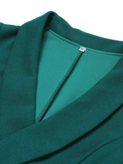 Discount Retro Stage 1930s Solid Sleeveless Lapel Jumpsuit Green