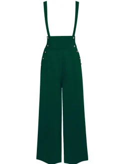 Outlet Retro Stage Green 1930s Solid Suspender Pants