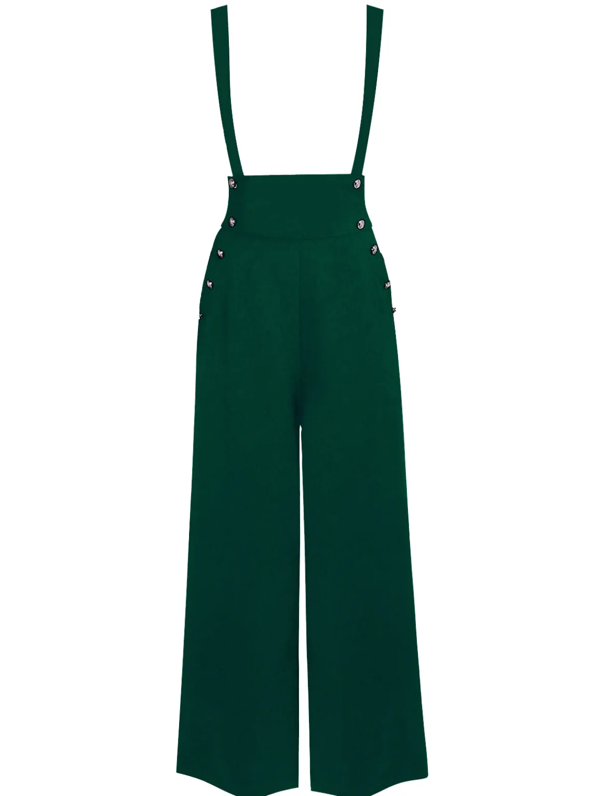 Outlet Retro Stage Green 1930s Solid Suspender Pants