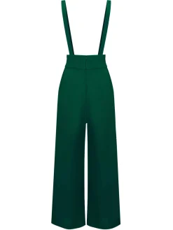 Outlet Retro Stage Green 1930s Solid Suspender Pants